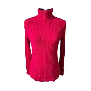 212 Collection Womens Red Ribbed Turtleneck Sweater Small